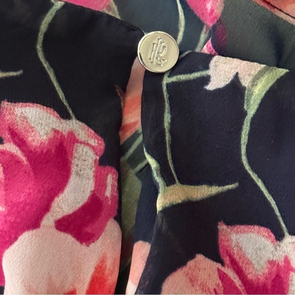 Lauren Ralph Lauren Floral Print Ruffle Dress – Navy and Pink Womens Size 12 - Picture 14 of 14